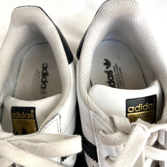 Adidas Superstar Sneakers White w.Navy Blue Stripes Womens Runners Size 6 1/2 - Picture 7 of 10